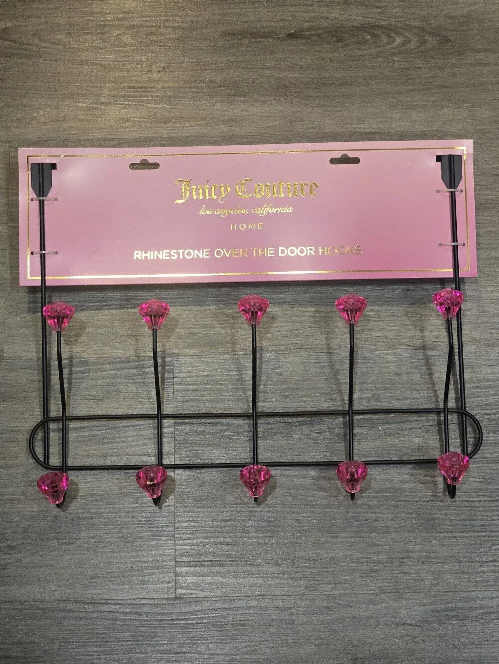 Juicy Couture Home Pink Crystal Rhinestone Over-the-Door Hooks